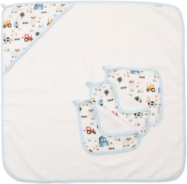 All4Ella Organic Hooded Baby Towel - Barnyard - Image 5